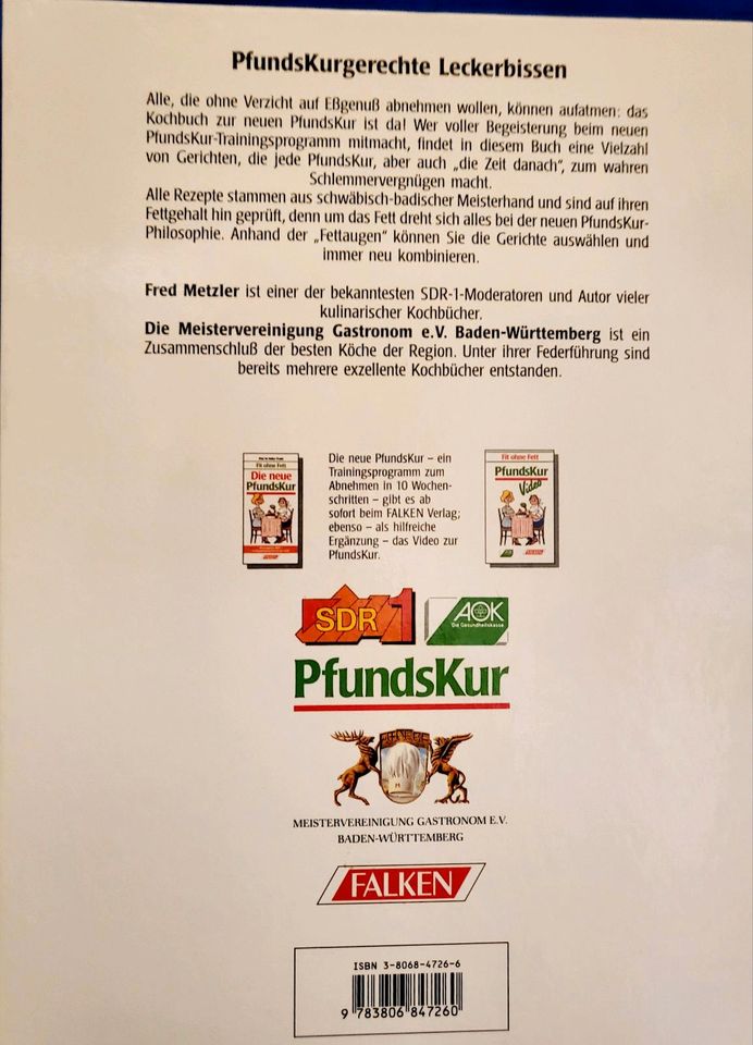 PfundsKur Kochbuch  Fred Metzler  ISBN 3806847266 für Abholer 2 € in Pentling