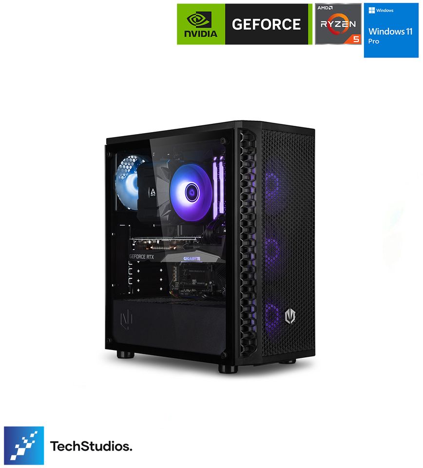 Gaming PC black RGB | Nvidia RTX 4060 8gb | AMD AM4 Ryzen 5 5600x 6x 3,7ghz | 1 Jahr Garantie | 16gb DDR4 RAM | LAN Bluetooth | Windows 11 pro | Neu | Fortnite Warzone MW3 Apex CSGO in Hamburg