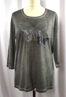 Olsen Damen T-Shirt 3/4 Arm Schmetterling Pailletten Grau Gr. 42 Hessen - Herleshausen Vorschau