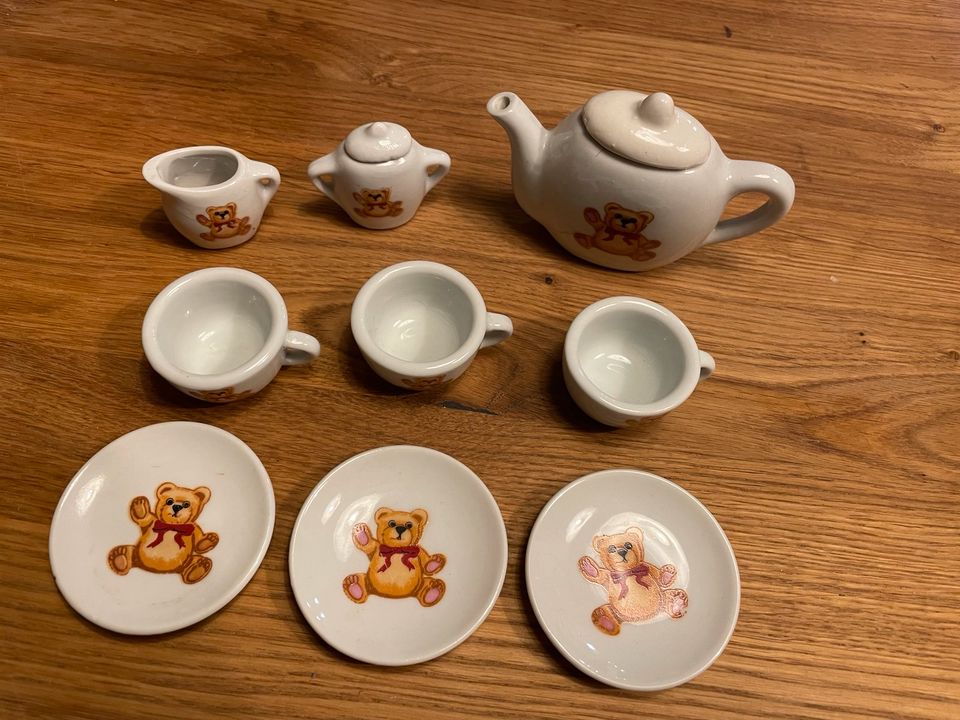 Kinder Spiel Kaffee Service Teddy Motiv Tee Geschirr Puppe in Böhl-Iggelheim