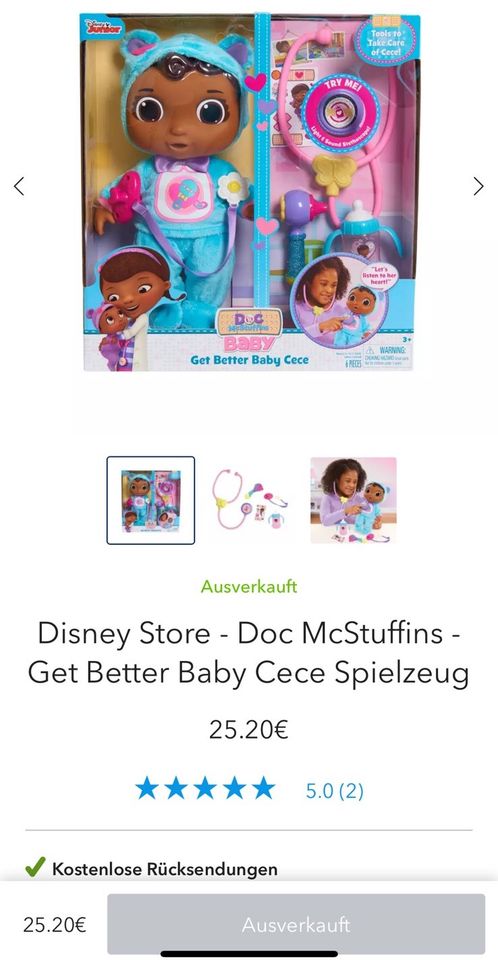 Disney Store Doc Mcstuffins Baby Cece Puppe Arzt ❤️ in München