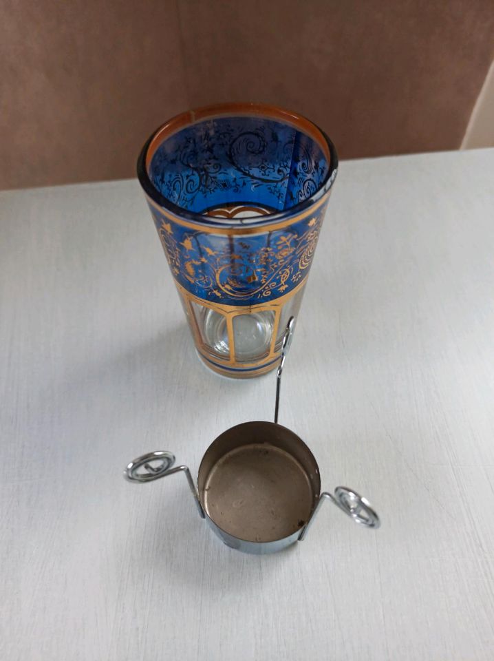 Kerzenständer f. Teelicht Stabkerze Glas orientalisch Hirsch grü in Neumünster