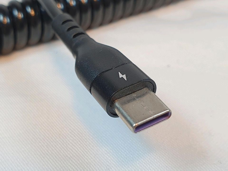 USB-A zu USB-C Spring Feder Kabel 5A 66W Spiral coiled in Schwaikheim