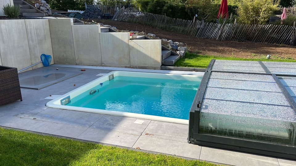 Pool Überdachung Prestige 869x425 extra flach Abdeckung Cover in Ebelsbach