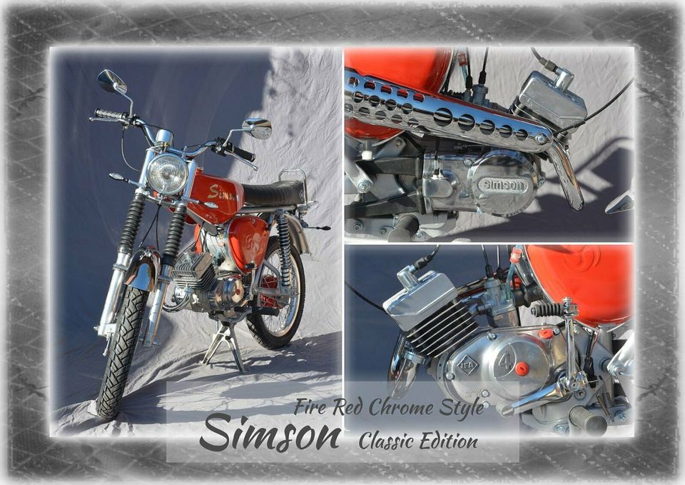 Simson S51 - NEUAUFBAU - Classic Edition - Fire Red Chrome Style in Wiehe