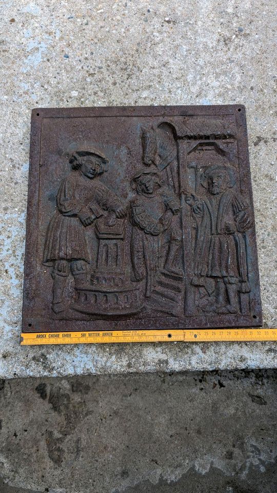 Eisenguss Platte Relief Schild Tafel Gusseisen Kaminplatte in Essen