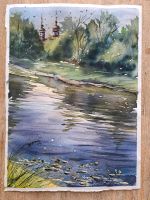 Aquarell Bild selbstgemalt Maße 28x38 * Wasser Idyllische Landsch Rostock - Evershagen Vorschau