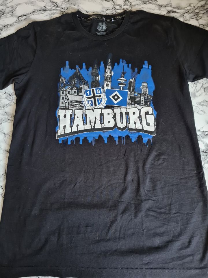 2 T-Shirts NUR DER HSV HAMBURG Gr.L Fußball Fan 1887 in Glasau