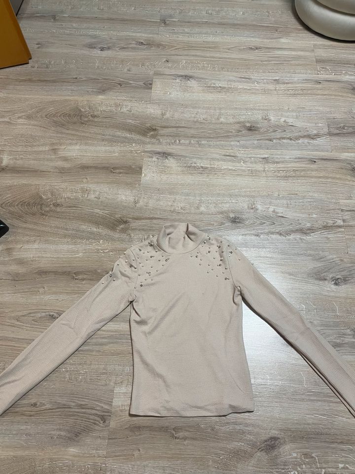 Rollkragen T-Shirt rosa mit Perlen Damen / XS (34) in Berlin