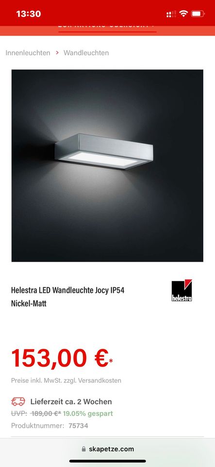 Helestra Led Wandleuchte, Designerleuchte, Dekoleuchte in Bad Friedrichshall