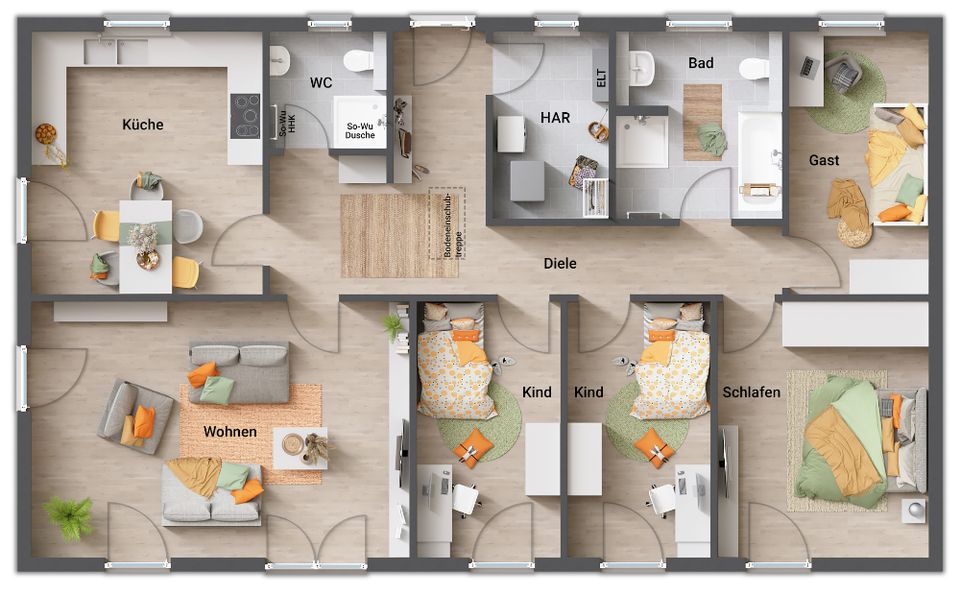 INKLUSIVE Grundstück: Der massive Bungalow für Familien, die sich Flexibilität wünschen in Morschen OT Heina in Morschen