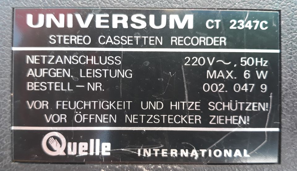 Universum Cassettenrecorder CT2347C in Gera