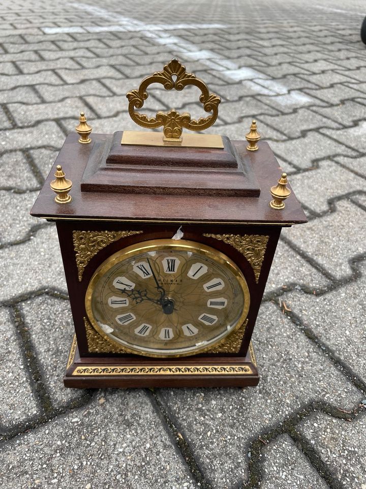 „Alte“ Kaminuhr Uhr Nostalgie Holz/ Gold in Pössneck