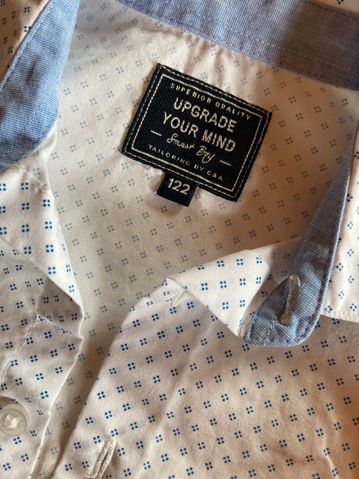 Zwei Hemden 122 weiß blau C&A H&M Hemd kariert Muster in Apolda