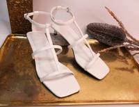 Bershka Sandale Weiß 36 Leder Imitat Riemen Sandalette Absatz Berlin - Mitte Vorschau