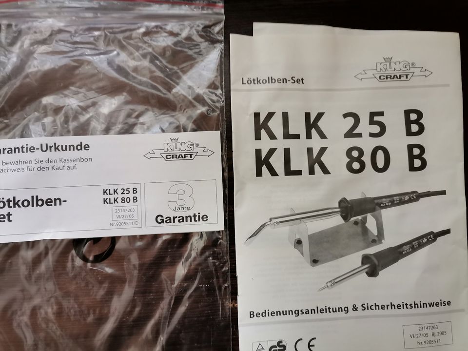 Lötkolben King Craft KLK 25 B und KLK 80 B, 230V~/50Hz/25W in Angelbachtal