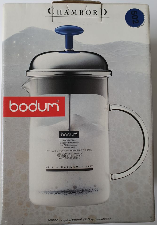 Bodum Chambord Milchschäumer, 0,25l, rar:blauer Griff,UNBENUTZT in Lübeck