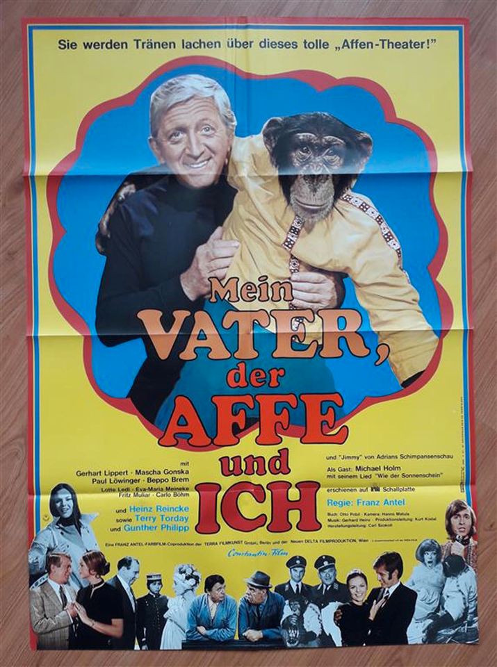 MEIN VATER, DER AFFE UND ICH - Kinoplakat A1 - Gefaltet - 1971 in Bensheim