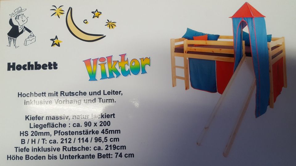 Hochbett NEU !! Kiefer MASSIV mit Rutsche+Turm zum HAMMERPREIS !! in Hohenstein