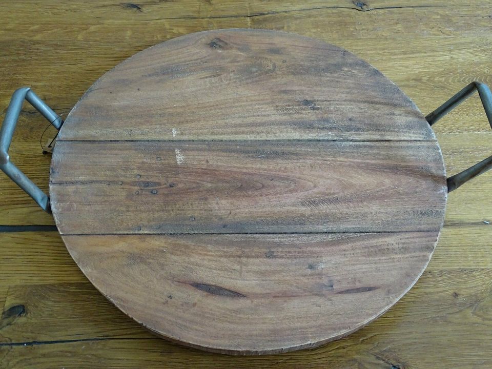 Rundes Tablett Serviertablett Holz Natur Landhaus Rustikal 45 cm in Wiesbaden