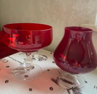 Schale Glasschale + Vase je mit Fuß rot top Zustand Bayern - Maßbach Vorschau