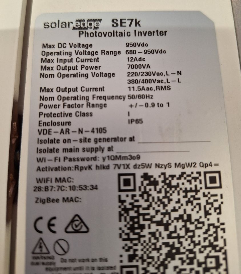 Solaredge SE 7 K, Wechselrichter in Sehlem