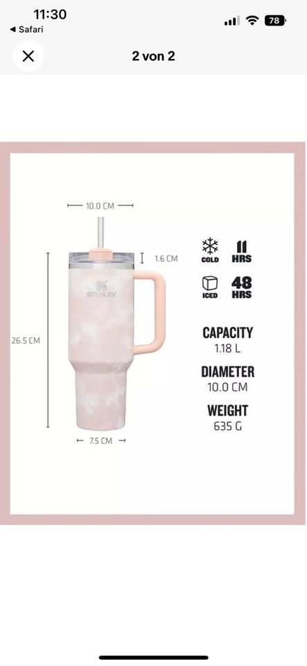 Stanley cup The Quencher H2.0 FlowState Tumbler Peach Tiedy in Bensheim