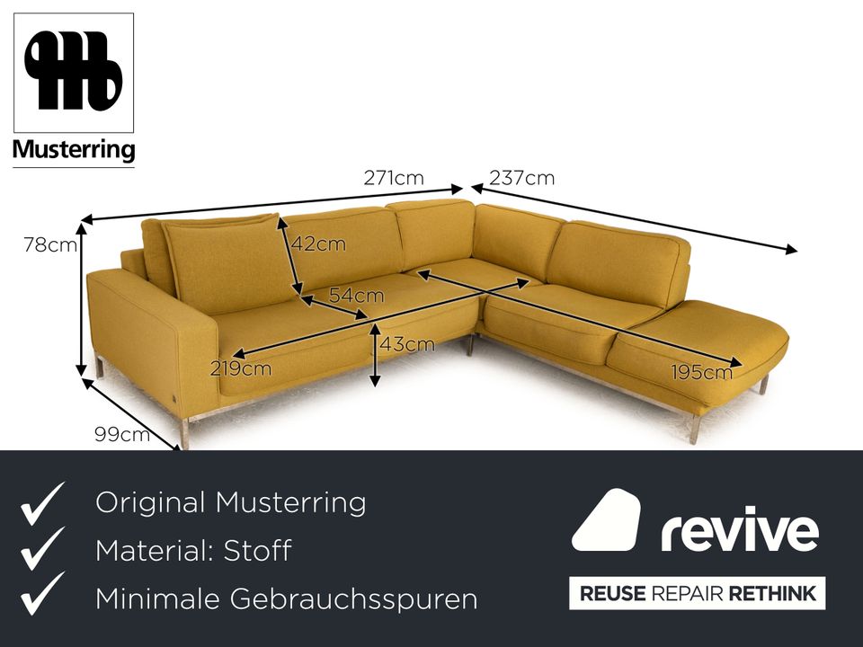 Musterring Stoff Ecksofa Gelb Grün Sofa Couch Recamiere Rechts in Köln