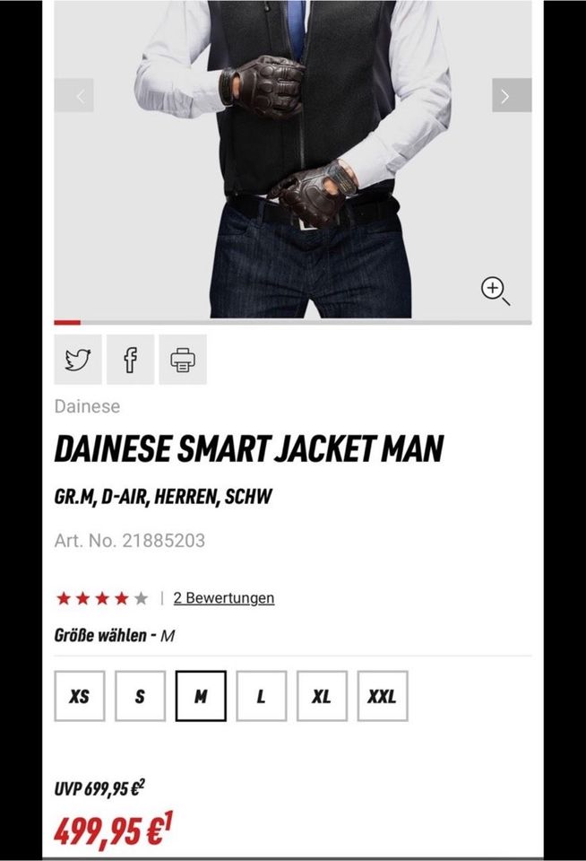 Dainese Smart Airbag Jacke Größe M wie neu in Bad Breisig 