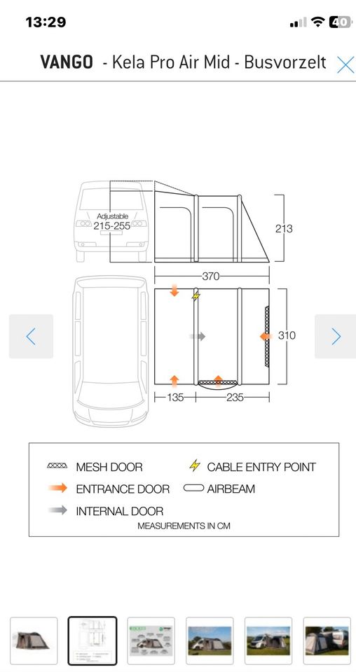 Vorzelt Busvorzelt Kela Pro Air Mid Vango in Leichlingen