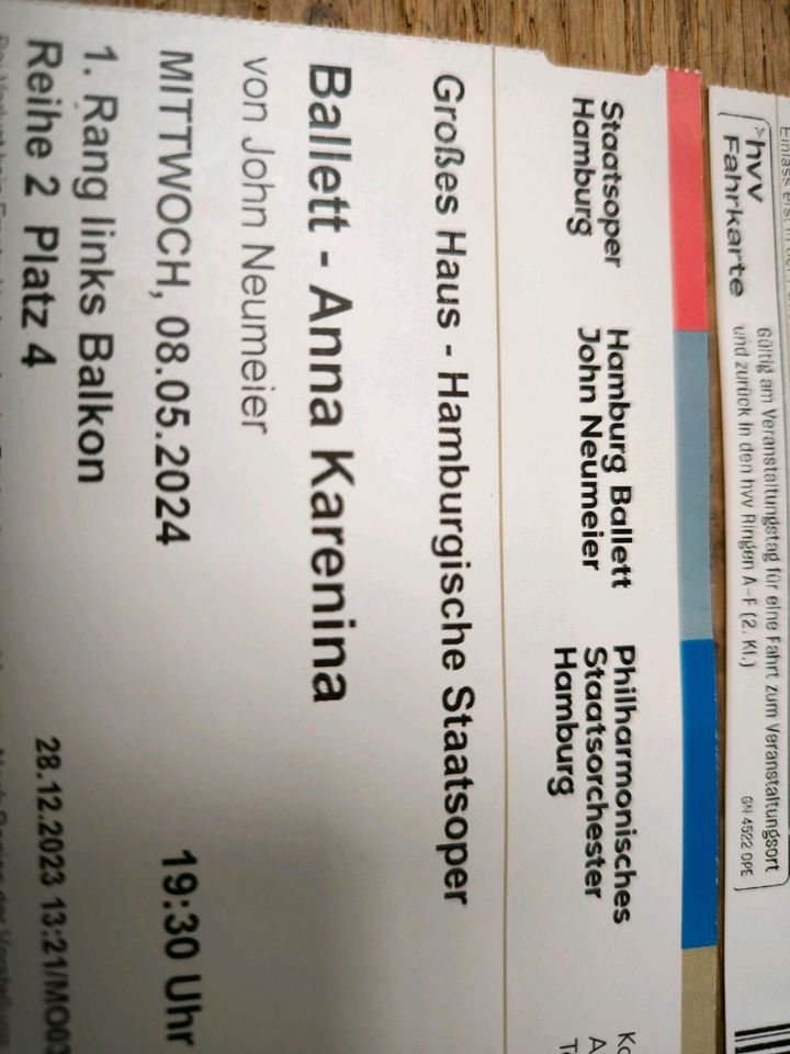 Zwei Eintrittskarten HH Staatsoper Anna Karenina in Hamburg
