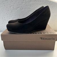 Tamaris Damen schwarzen Leder Pumps Gr.39 Keilabsatz 7 cm Nordrhein-Westfalen - Korschenbroich Vorschau