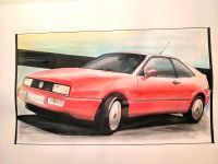 Volkswagen Corrado G60 rot selbstgemaltes Bild VW VR6 Niedersachsen - Friesoythe Vorschau