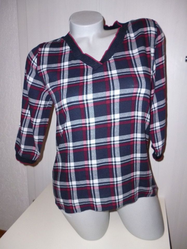 Vorne Bluse/hinten Shirt 3/4 Arm S.Oliver - kariert 34 blau/rot in Muggensturm