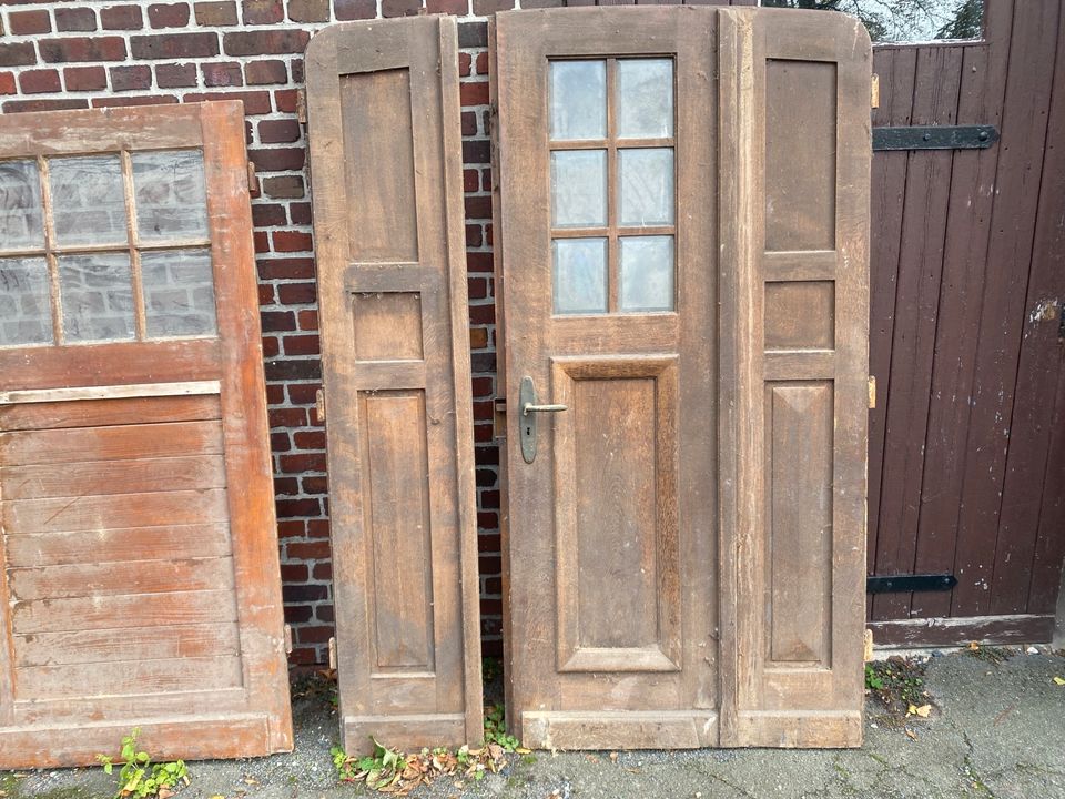 Haustür Tür Doppelflügel antik Eiche historisches Bauelement in Telgte