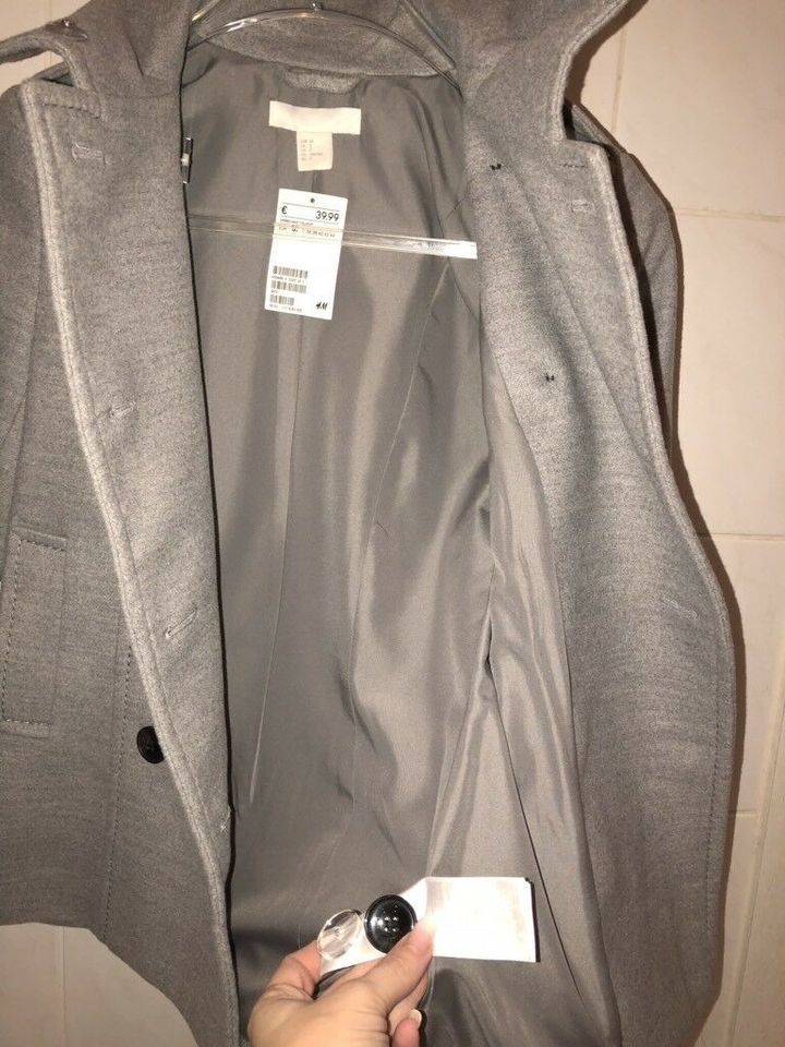 H&M Jacke Mantel 32/34 XS Grau Militär Damen Wolljacke NEU Winter in Weinheim