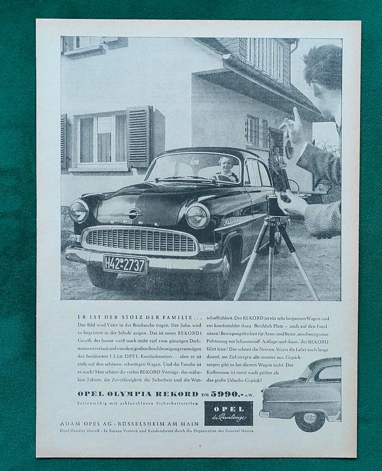 Opel Olympia Rekord Werbeanzeige 1956 in Danndorf