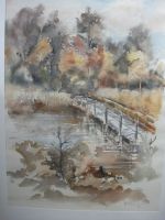 Aquarell von Georg Kocher von 1986 Landschaft Schleswig-Holstein - Henstedt-Ulzburg Vorschau