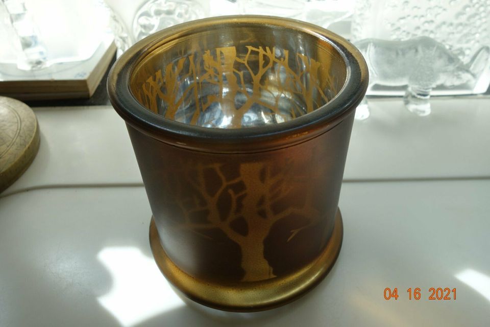 Windlicht Teelicht/ Blumenumtopf/Top aus Glas goldbraun 12,5 cm h in Krefeld