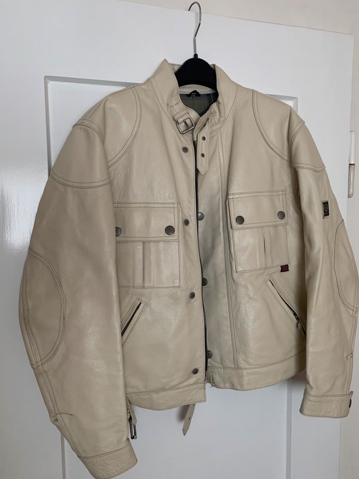 BELSTAFF LEDER JACKE COUGAR WEISS CREME M 48 RETRO VINTAGE in Darmstadt