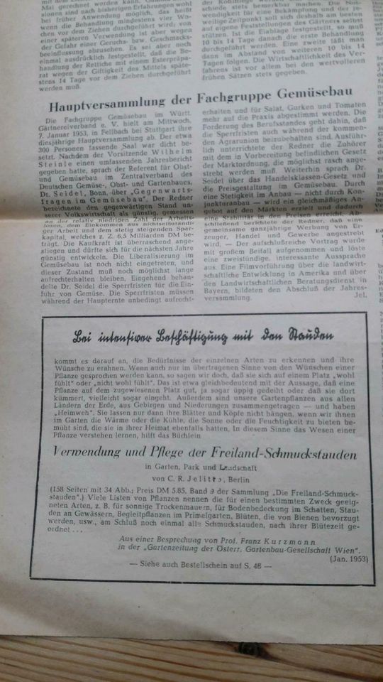 Süddeutscher Erwerbsgärtner, Gärtnerfachzeitschriften v. 1953 in Villingendorf