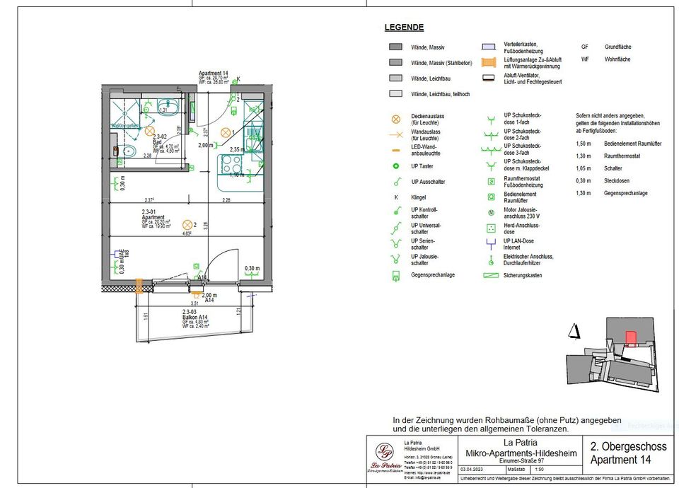 Modernes 1-Zimmer-Apartment mit Balkon zur Komplettmiete (inkl. Nebenkosten, Strom und Internet) – Erstbezug in Hildesheim