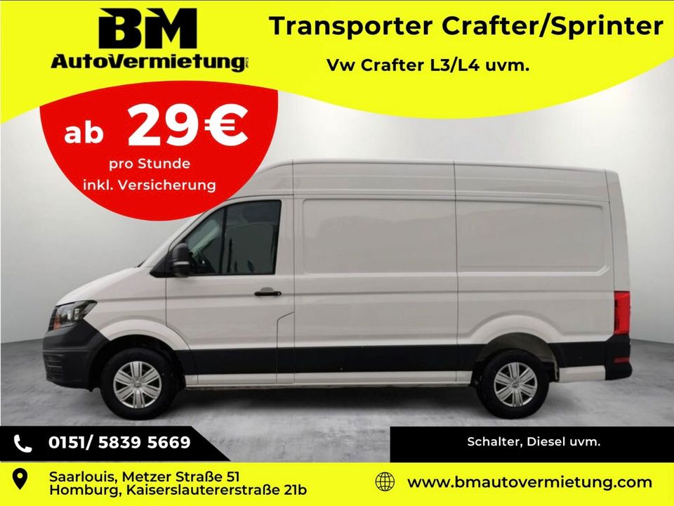 Transporter mieten in der Nähe Umzugsfahrzeug mieten Mietwagen Transporter mieten Crafter mieten Sprinter in Saarlouis mieten Autovermietung BMAutovermietung Mietwagen Leihwagen leihen ab 18 in Homburg