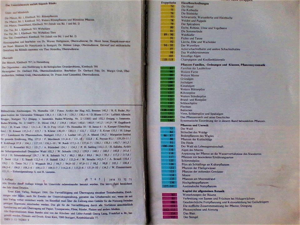 DIE PFLANZE - SCHULBUCH – BAND 2 – 1966 – 2. Auflage – in Adlkofen