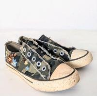 Sneaker 36 Camouflage flower Stickerei Khaki beige Vintage Hippie Niedersachsen - Bassum Vorschau