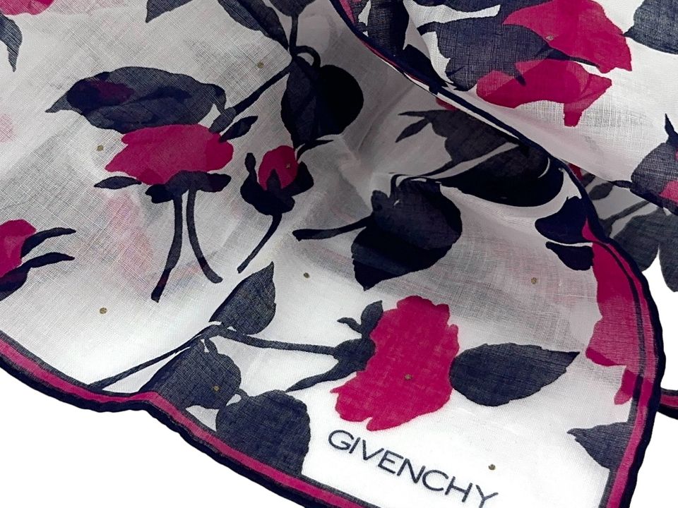 GIVENCHY Bandana Tuch Damen Schal Baumwolle Lila Pink Weiß Flora in Schleswig