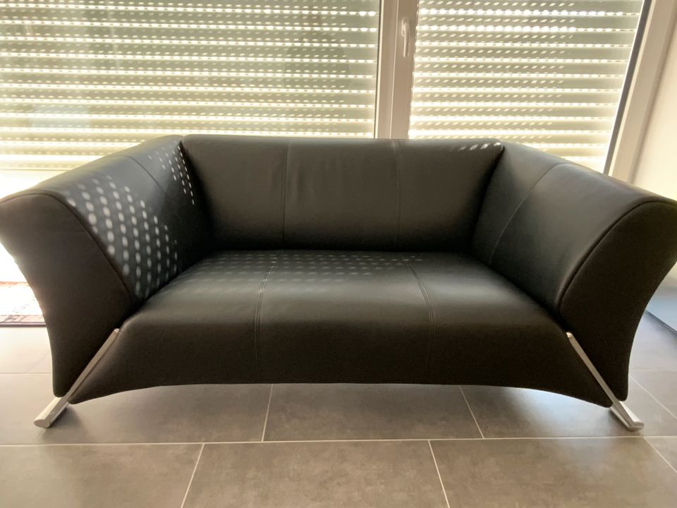 Rolf Benz 322 Designer Leder Sofa Schwarz Zweisitzer Couch TOP in Lemförde