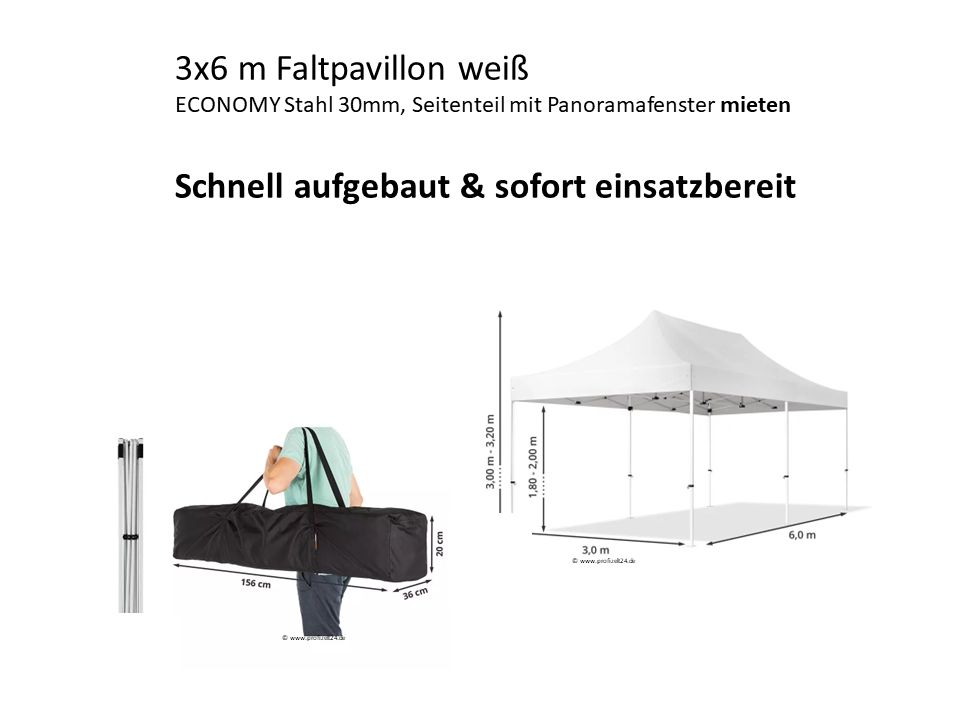 Faltpavillon Zelt weiß 3x6m mieten leihen in Pfinztal