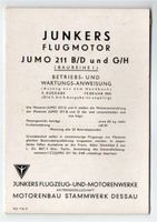 Junkers. Jumo 211 B/D und G/H. Betriebs u. Wartungsanwisung.1941 Niedersachsen - Wolfsburg Vorschau