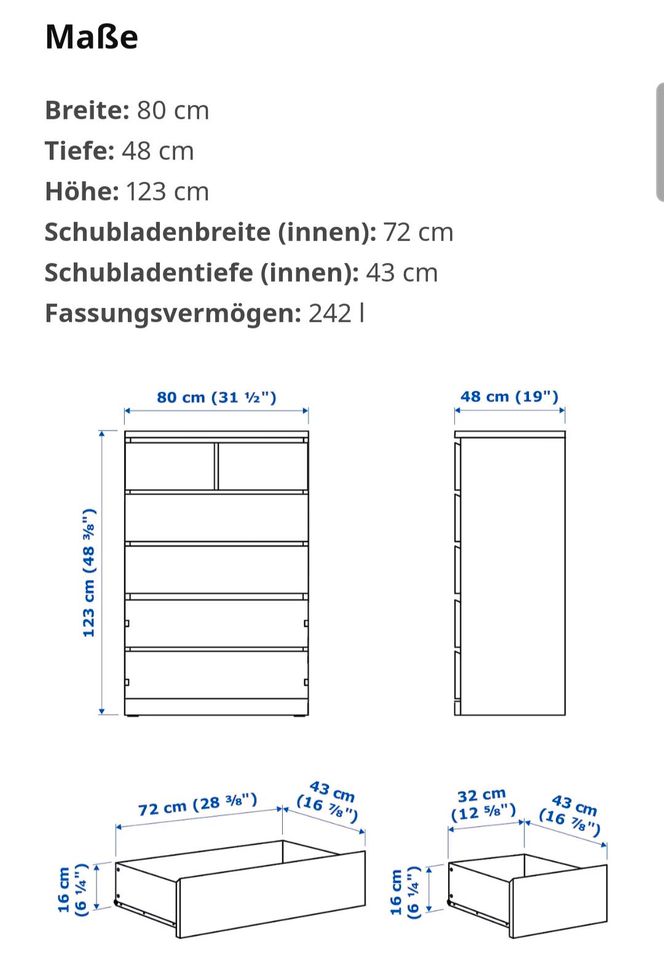 Ikea Malm Kommode 6 Schubladen schwarzbraun in Bonn